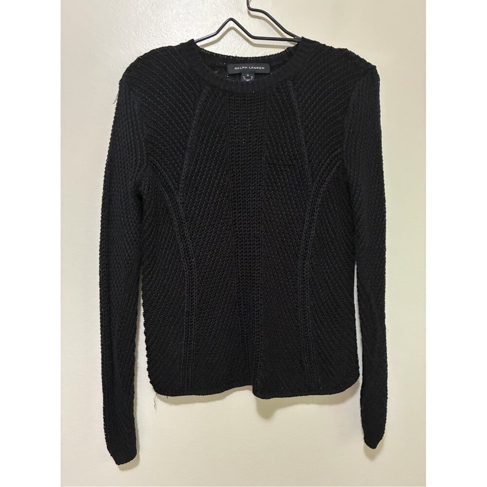 Ralph Lauren Black Label Textured Silk Linen Blend Crewneck Sweater size med